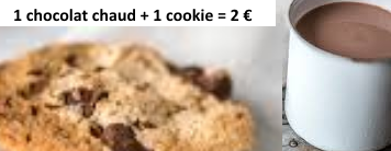 Vente de chocolats chauds et cookies par les élèves de 4A