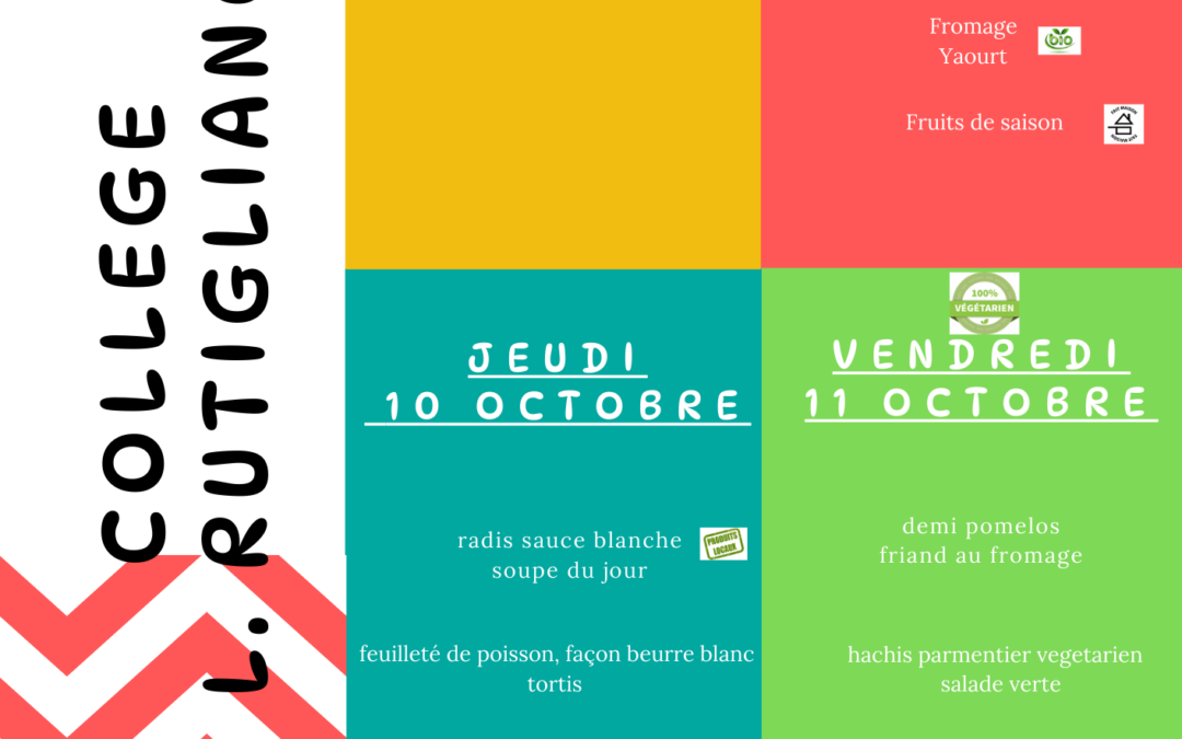 Menus du 8 au 11 octobre 2024